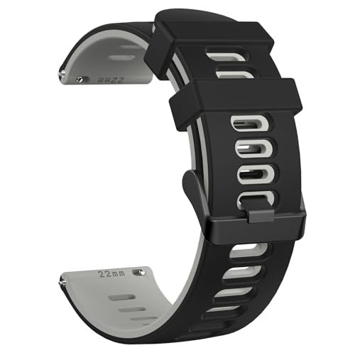 Tobfit 22mm Strap Compatible with Amazfit GTR 47mm, Amazfit GTR 2/2e/3/3 Pro/4, Amazfit BIP 6/5, Stratos/2/2s/3，SmartWatch band with Stainless Steel Buckle - Black/gray - Image 1