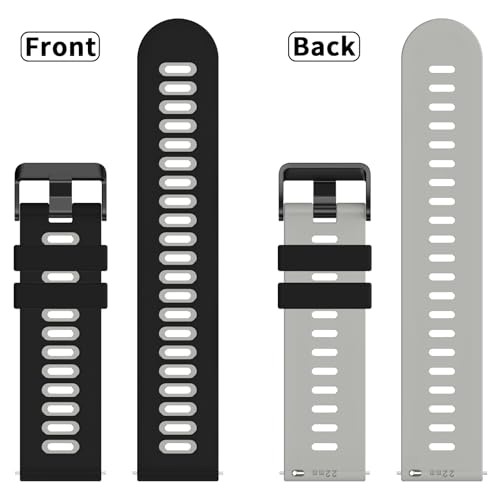 Tobfit 22mm Strap Compatible with Amazfit GTR 47mm, Amazfit GTR 2/2e/3/3 Pro/4, Amazfit BIP 6/5, Stratos/2/2s/3，SmartWatch band with Stainless Steel Buckle - Black/gray - Image 3