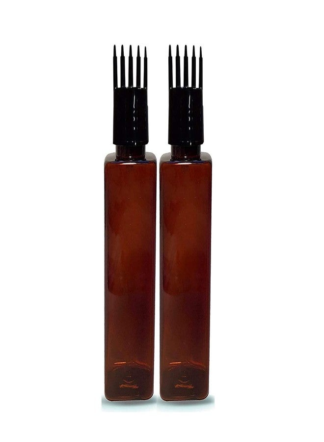 PHARCOS Hair Root Applicator (Black) with Classic Amber Square Bottle, Flip top Cap, Plug for applying Hair Oil,Shampoos, DIY care and Medicine 100 ml (Pack of 2- Amber) - Image 2