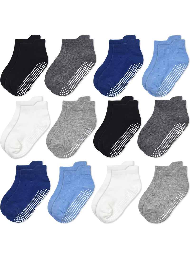 12 زوج من الجوارب القطنية الناعمة بنمط لطيف للأطفال بألوان متعددة - Image 1