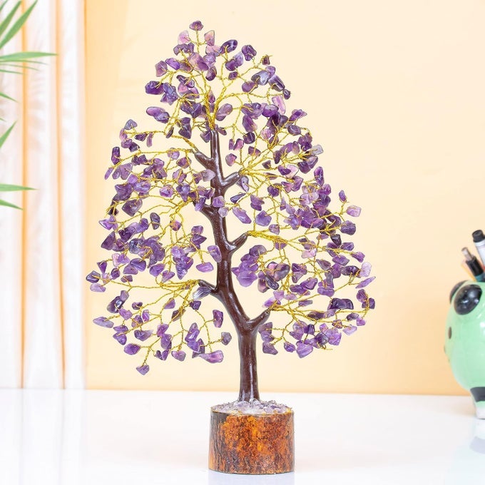NATURAL AMETHYST CRYSTAL TREE HANDCRAFTED GEMSTONE TREE FOR HOME DECOR AND HEALING BEAUTY BALANCE AND POSITIVE ENERGY FOR YOUR HOME OFFICE ROOMS