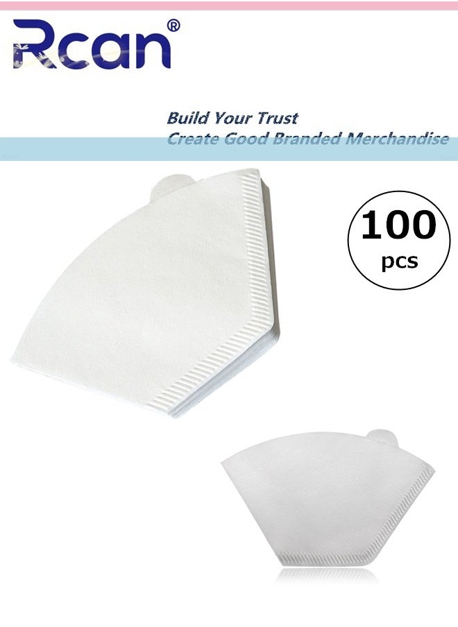 Rcan 100 Pieces Natural Log Pulp Disposable Coffee Filter Paper V60 Fan-shaped Drip Filter 2-4 Cups Capacity for Pour-Over Pot Drip Coffee Machine Filter Cup Filter Screens  - Image 1