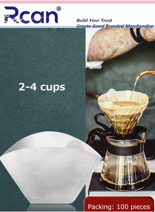 Rcan 100 Pieces Natural Log Pulp Disposable Coffee Filter Paper V60 Fan-shaped Drip Filter 2-4 Cups Capacity for Pour-Over Pot Drip Coffee Machine Filter Cup Filter Screens  - Image 3