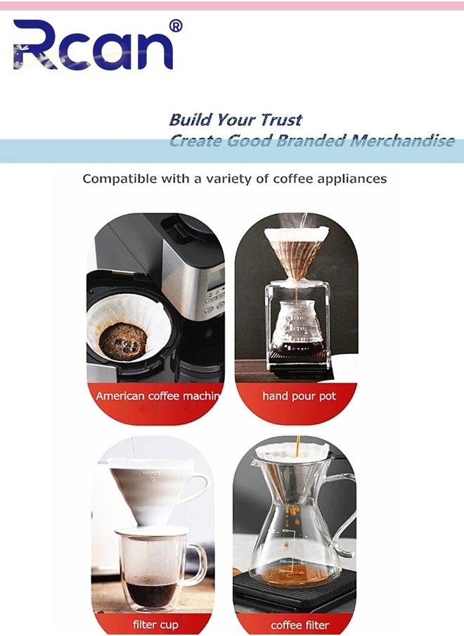 Rcan 100 Pieces Natural Log Pulp Disposable Coffee Filter Paper V60 Fan-shaped Drip Filter 2-4 Cups Capacity for Pour-Over Pot Drip Coffee Machine Filter Cup Filter Screens  - Image 5