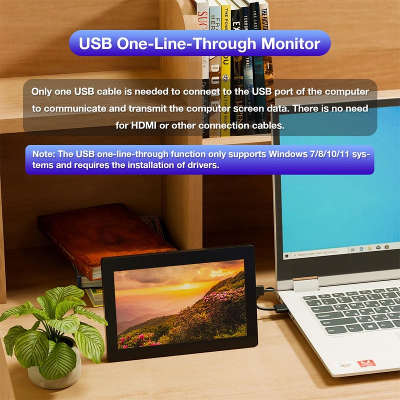 Hosyond 5 Inches USB C Mini Monitor 1024x600 IPS LCD Screen Type C Secondary Screen Display for PC Laptop Windows - Image 3