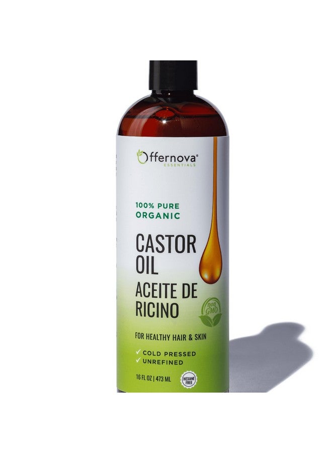 Offernova Castor Oil 16 OZ- Aceite de Ricino - Cold Pressed 100% Pure, Certified Organic, Hexane Free for Eyelashes, Eyebrows, Frizzy, Hair Growth Women and Men, Beard Growth - Image 1