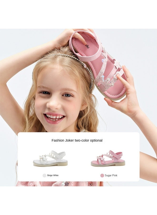 DEESHA Crown Glitter Decoration】girls' Sandals 2025 Summer, Versatile Fashion Casual Princess Sandals For Big Kids - Image 4