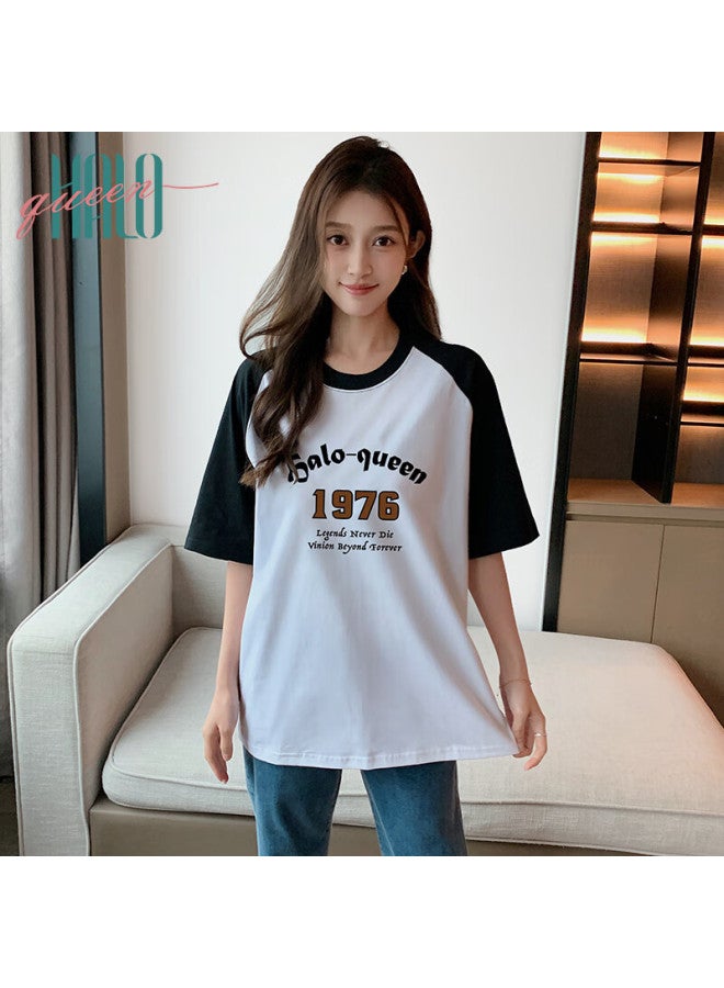 HALOQUEEN Halo Queen Women's T-shirt, Summer Lightweight, Raglan Sleeve, Contrasting Color Splicing Top, Casual Sports Tee For Women H143t1414 - Image 4