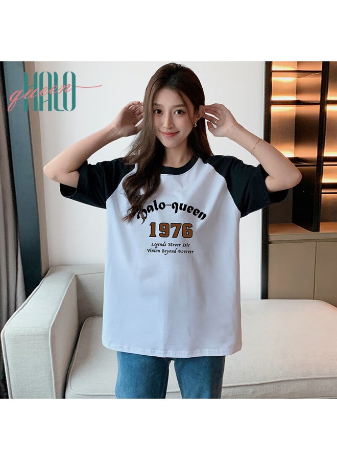 HALOQUEEN Halo Queen Women's T-shirt, Summer Lightweight, Raglan Sleeve, Contrasting Color Splicing Top, Casual Sports Tee For Women H143t1414 - Image 3