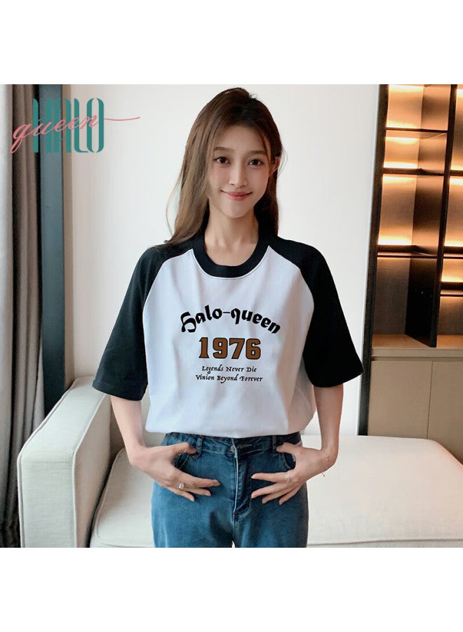 HALOQUEEN Halo Queen Women's T-shirt, Summer Lightweight, Raglan Sleeve, Contrasting Color Splicing Top, Casual Sports Tee For Women H143t1414 - Image 5
