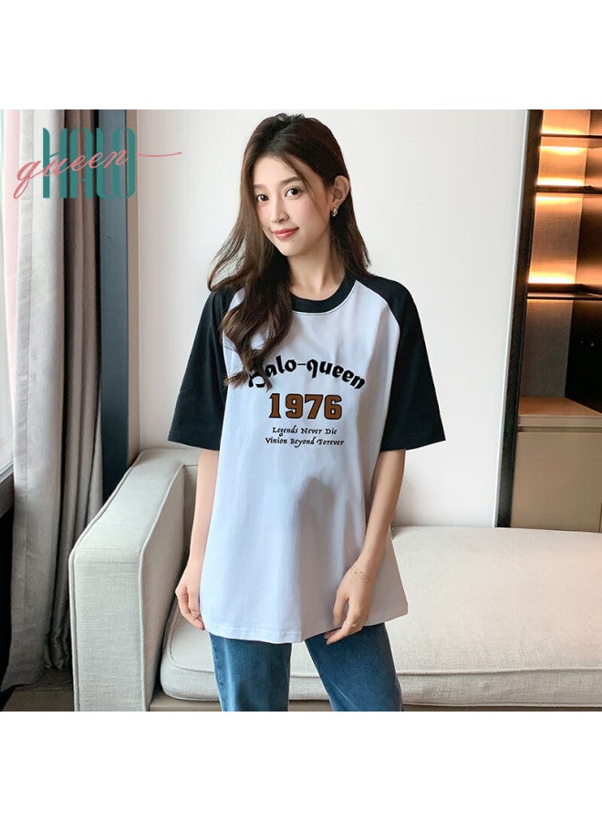HALOQUEEN Halo Queen Women's T-shirt, Summer Lightweight, Raglan Sleeve, Contrasting Color Splicing Top, Casual Sports Tee For Women H143t1414 - Image 2