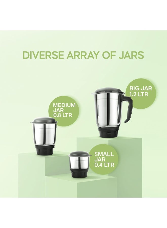 لونج واي Longway Super Dlx Mixer Grinder with Kwid 1100W Dry Iron | Up to 700 Watt Powerful Motor | 3 Jars for Grinding, Mixing, Juicing | 2 Year Warranty (Black & Gray, Combo Offer) - Image 3