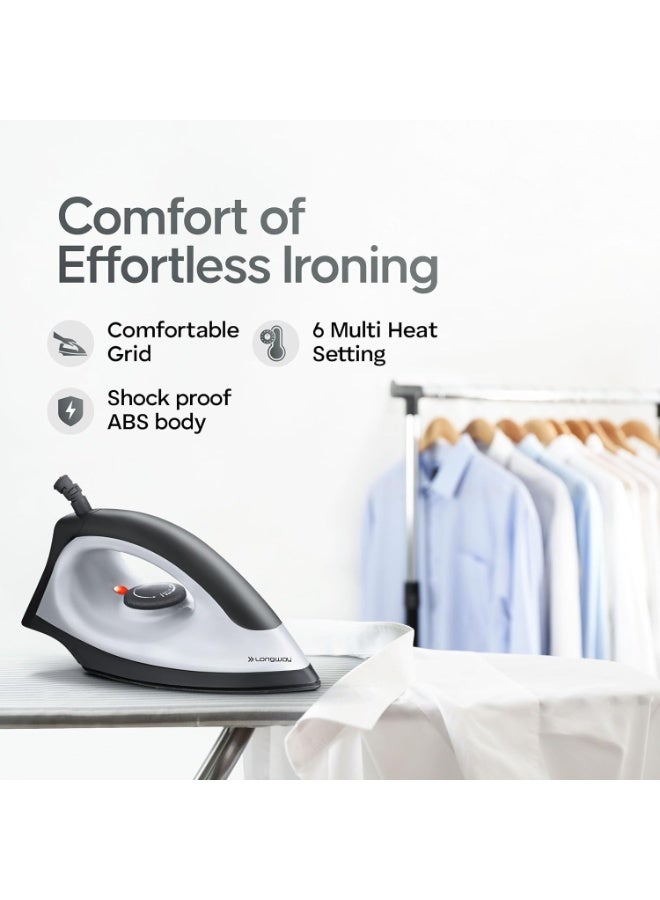 لونج واي Longway Super Dlx Mixer Grinder with Kwid 1100W Dry Iron | Up to 700 Watt Powerful Motor | 3 Jars for Grinding, Mixing, Juicing | 2 Year Warranty (Black & Gray, Combo Offer) - Image 2