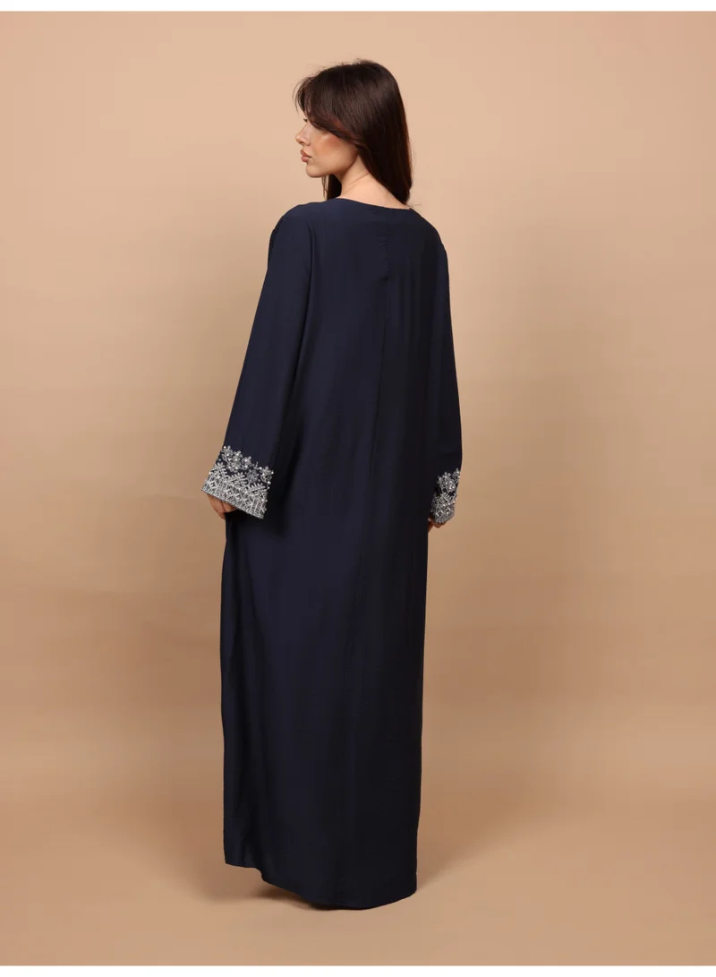 IKKXA IKKXA Regal Silver Threaded Jalabiya IK6043 Blue