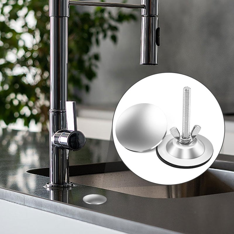 Quadafy 2 Inch Kitchen Sink Hole Covers, Faucet Hole Cover Stainless Steel Wash Basin Kitchen Sink Tap Hole Plate Stopper, Sealed Decoration Hole Cover (Silver) - Image 2