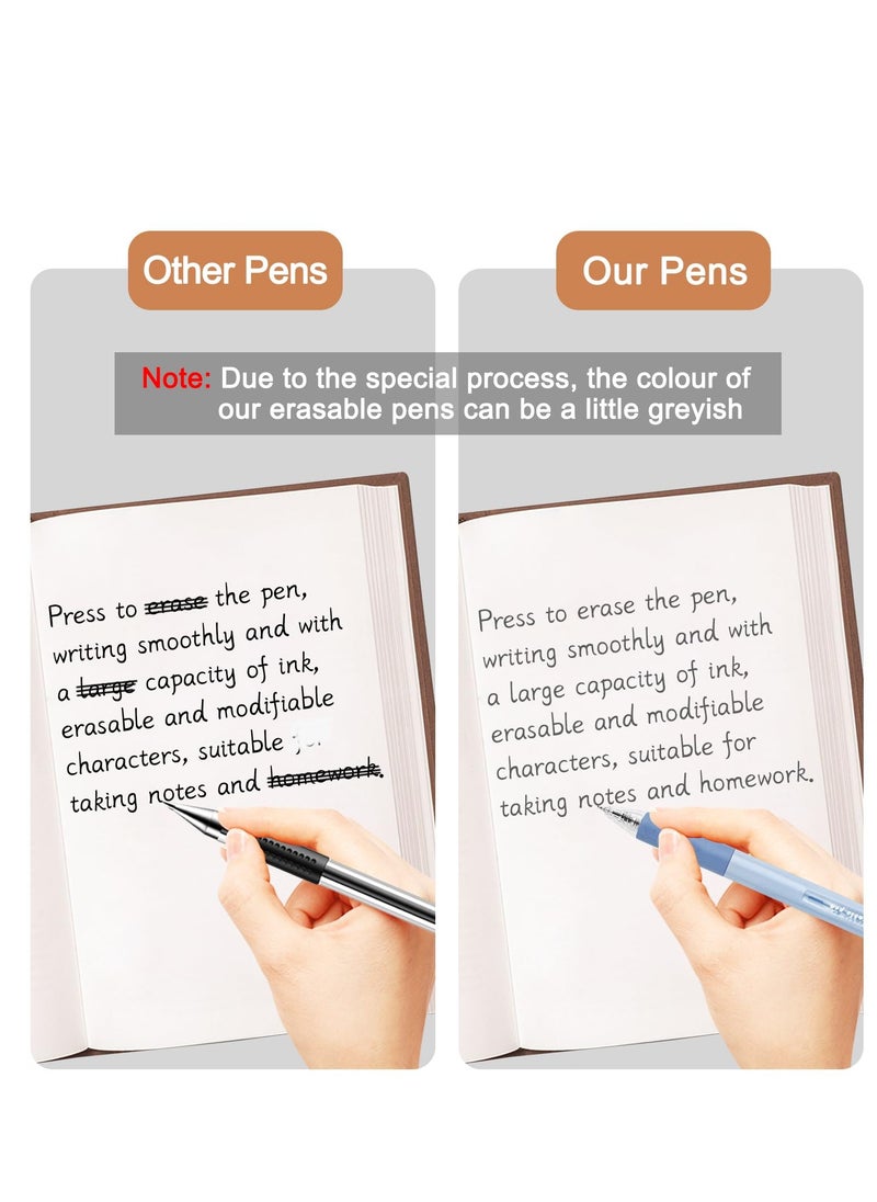 Erasable Pens, 6 Pcs Erasable Rollerball Pen, with 3PCS Rubber Sticks, 0.5mm Retractable Ink Eraser Pen, Erasable Gel Pens for Kids Adults School Supplies Office Stationery