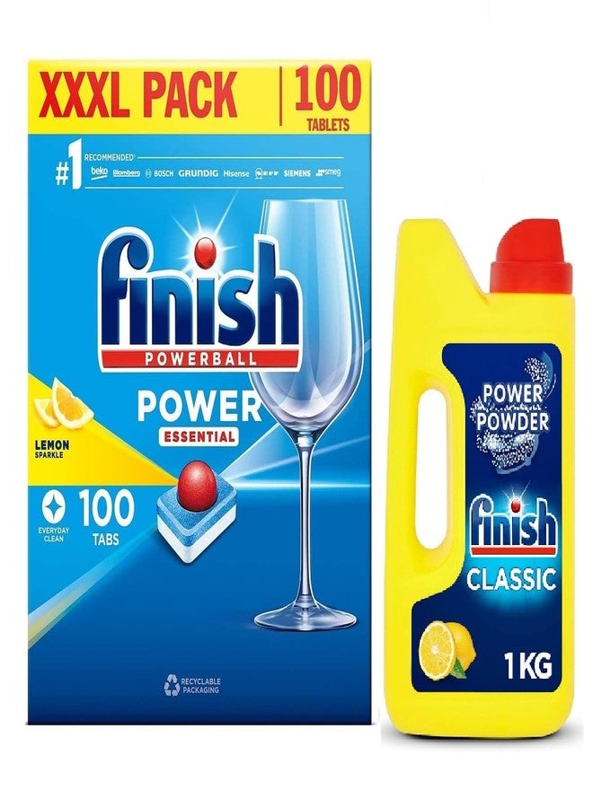 Finish XXXl Dishwasher Tablets 100's Lemon & 1kg Detergent Lemon