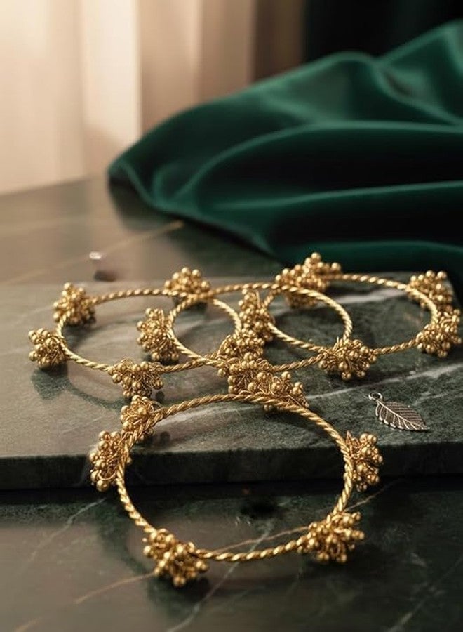 BANGLESKART مجموعة أساور غونغرو لاتكان الكشميرية التقليدية من بانغلسكارت للنساء والفتيات | مجموعة من 4 أساور (ذهبية، 2.6) - Image 3