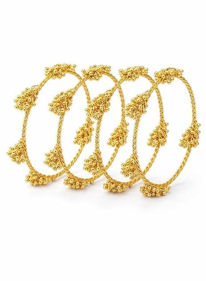 BANGLESKART مجموعة أساور غونغرو لاتكان الكشميرية التقليدية من بانغلسكارت للنساء والفتيات | مجموعة من 4 أساور (ذهبية، 2.6) - Image 1