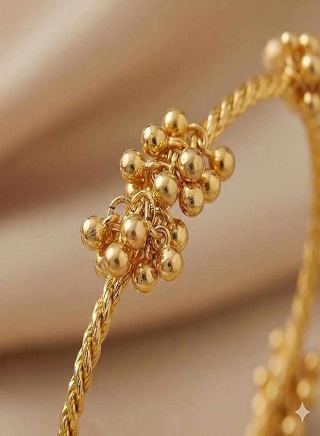 BANGLESKART مجموعة أساور غونغرو لاتكان الكشميرية التقليدية من بانغلسكارت للنساء والفتيات | مجموعة من 4 أساور (ذهبية، 2.6) - Image 4