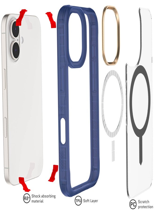 جوستك جوستيك - غطاء شفاف مخفي لهاتف آيفون 16، متوافق مع ملحقات ماج سيف، غطاء هاتف سيليكون مقاوم للصدمات بتصميم بسيط، 6.1 بوصة، أزرق - Image 5