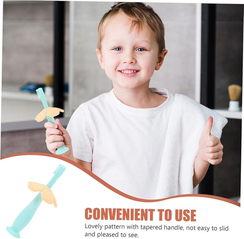 Manual Kids Toothbrush With Silicone Baffle Fine Bristles Easy Grip Safe For Boys Girls Gums - Image 4
