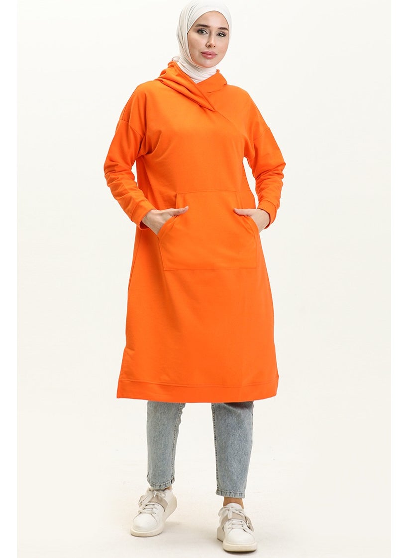 Sefa Merve Kangaroo Pocket Sports Tunic 3032-10 Orange  - Image 1