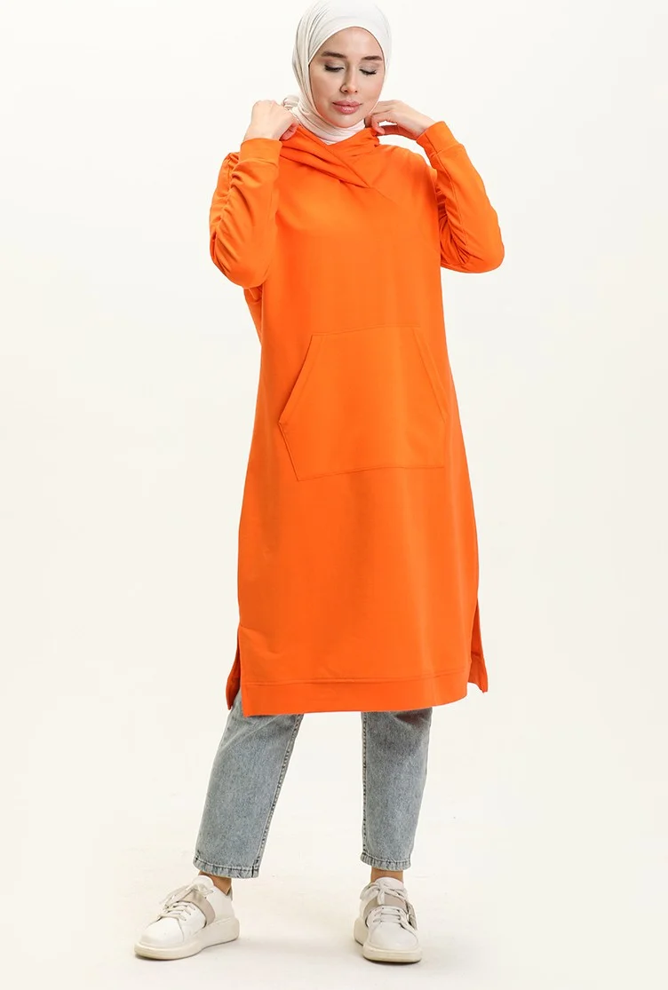 Sefa Merve Kangaroo Pocket Sports Tunic 3032-10 Orange