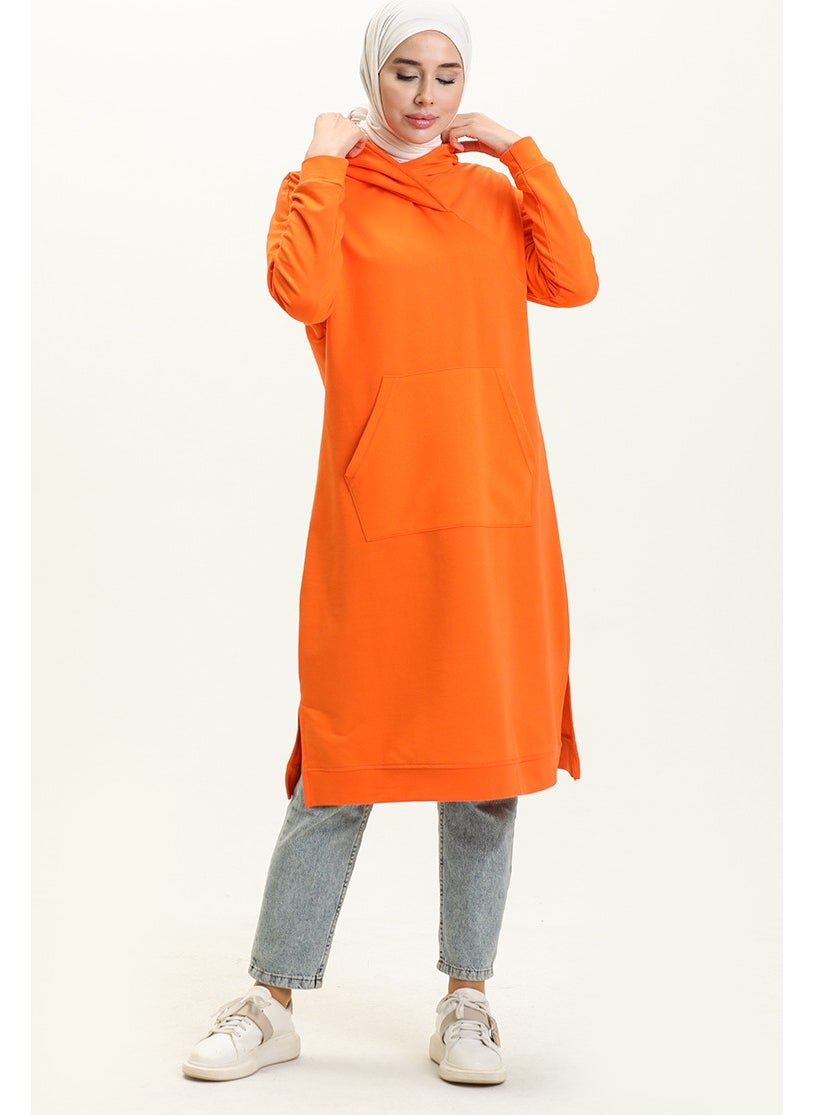 Sefa Merve Kangaroo Pocket Sports Tunic 3032-10 Orange  - Image 2