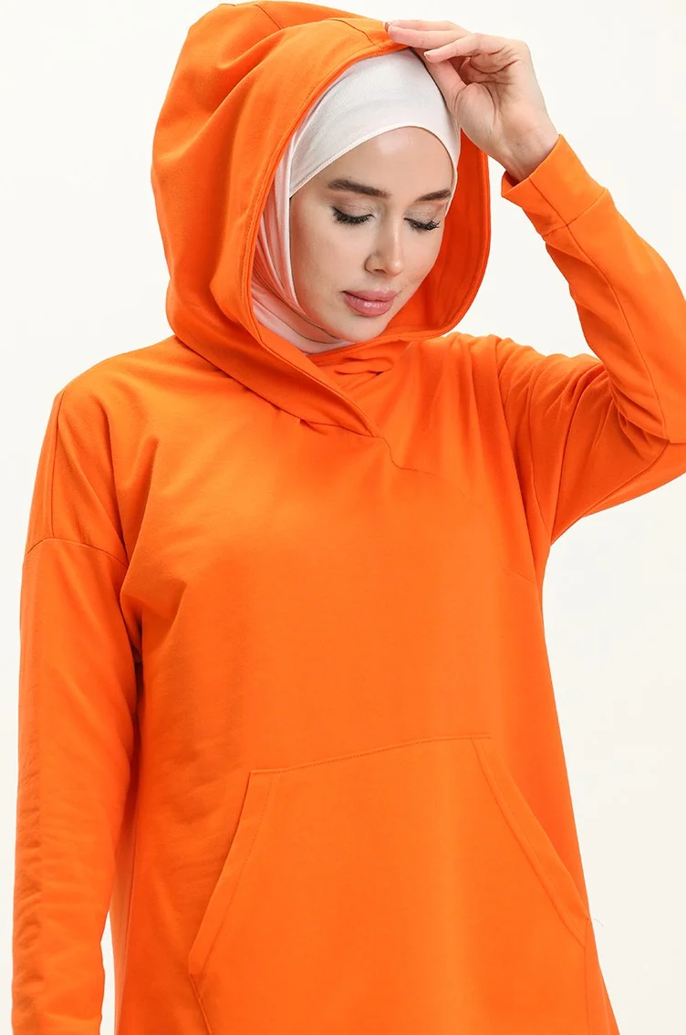 Sefa Merve Kangaroo Pocket Sports Tunic 3032-10 Orange