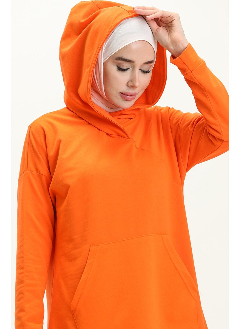 Sefa Merve Kangaroo Pocket Sports Tunic 3032-10 Orange  - Image 3