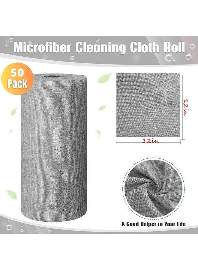 50 Pack Thickened Microfiber Cleaning Cloth Roll Tear Away Towels 12 x 12 inch Reusable Kitchen Towels Microfiber Towels Roll Dishcloths Reusable Washable Rags for Car, House, Kitchen, Garage, Wet - Image 2