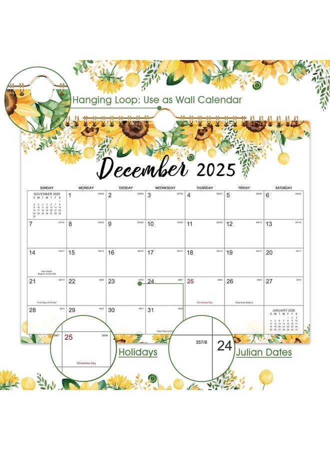 MaaIbok 2025 Calendar - Wall Calendar 2025 From Jan 2025 - Dec 2025, 11" X 8.5", Sprial Bound Wall Calendar, Writing Blocks With Julian Dates  - Image 3