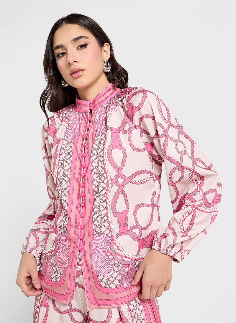 جينجر طقم ساتان بطبعة باروك - Image 3