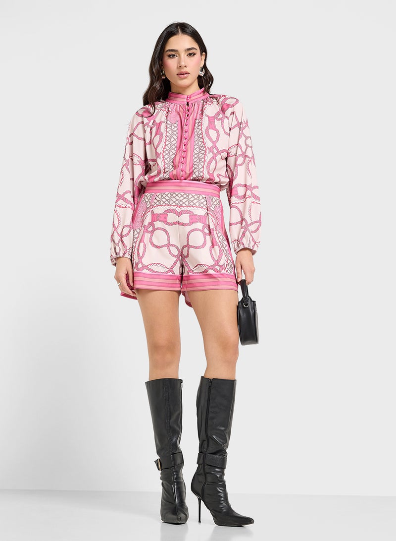 جينجر طقم ساتان بطبعة باروك - Image 5