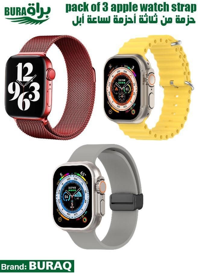 BURAQ - Apple Watch Band Strap For Apple Watch Ultra 2/Ultra 49mm, Series 10 46mm, 9/8/7 45mm, SE2/SE/6/5/4 44mm, 3/2/1 42mm - Image 1
