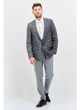 SELECTED Men Fashion Fit Plaid Semi Formal Blazer, Grey Combo  - Image 4