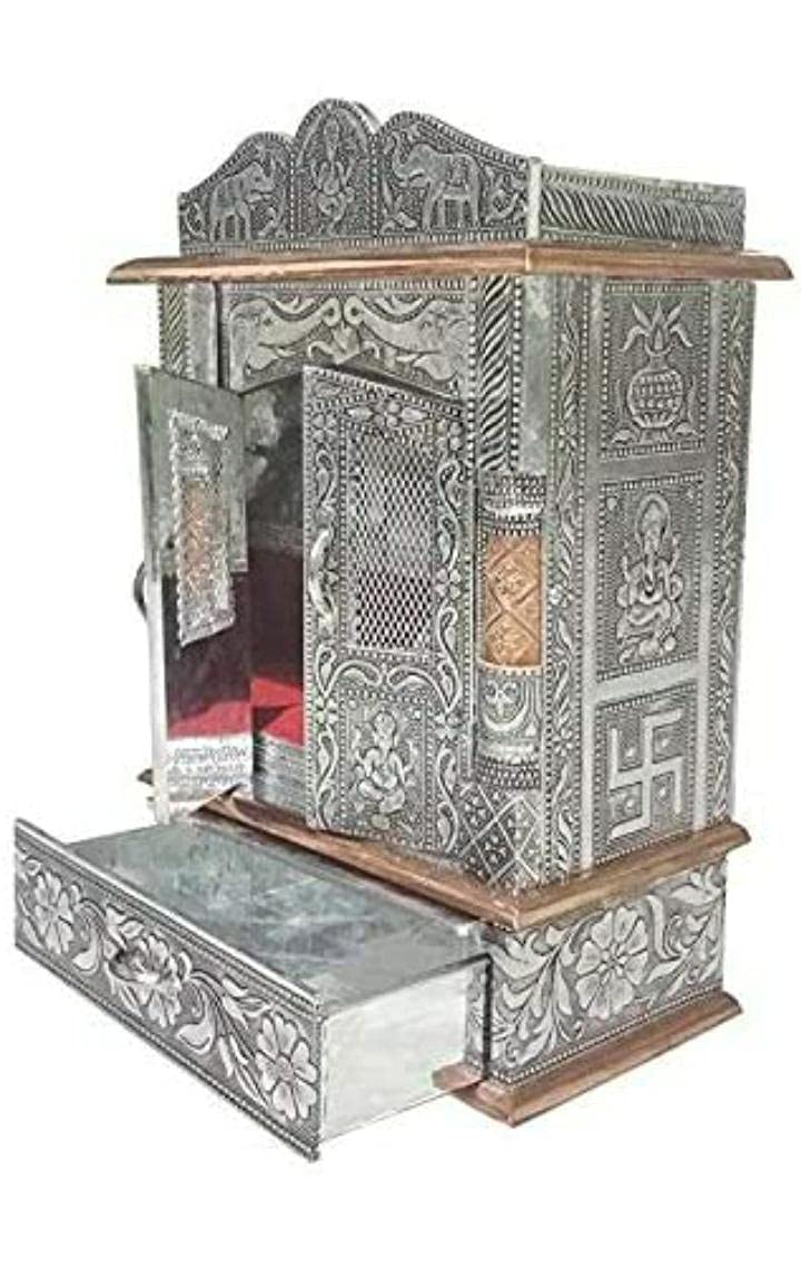 Handicrafts Handicrafts Pooja Temple For HomePooja MandirWooden Pooja Mantappa For HomeDev Ghar SagacheOxidised Wall HangingSize 6X12 Inches 