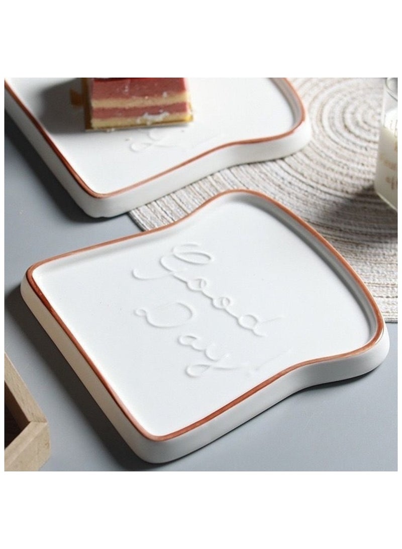 طقم من 2 صحن توست سيراميك – لأطباق الخبز، السوشي، الحلويات والجبن باللون البني - Image 1