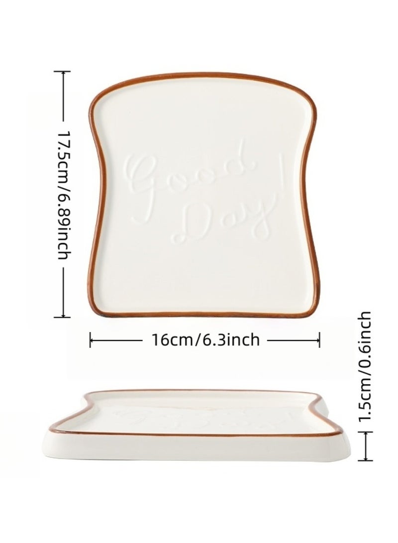 طقم من 2 صحن توست سيراميك – لأطباق الخبز، السوشي، الحلويات والجبن باللون البني - Image 2