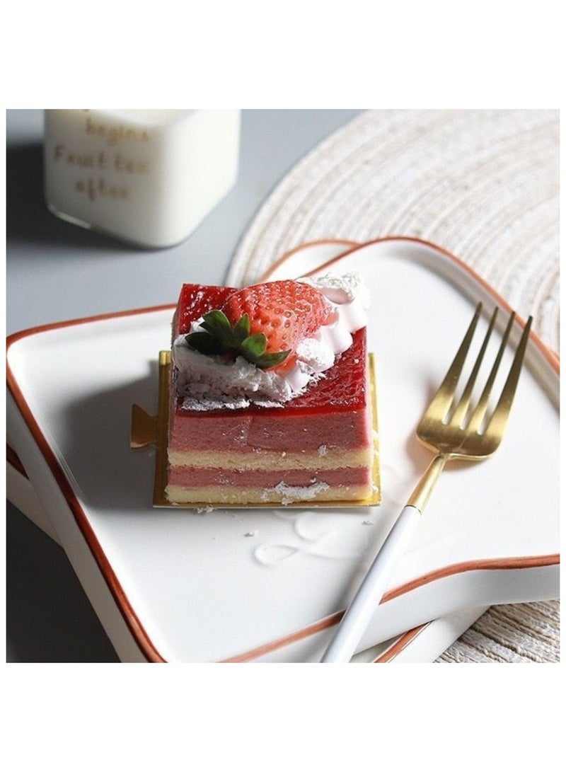 طقم من 2 صحن توست سيراميك – لأطباق الخبز، السوشي، الحلويات والجبن باللون البني - Image 3