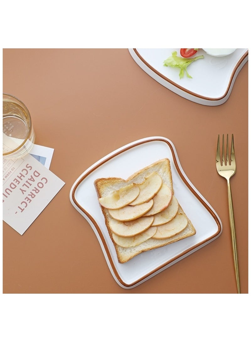 طقم من 2 صحن توست سيراميك – لأطباق الخبز، السوشي، الحلويات والجبن باللون البني - Image 5