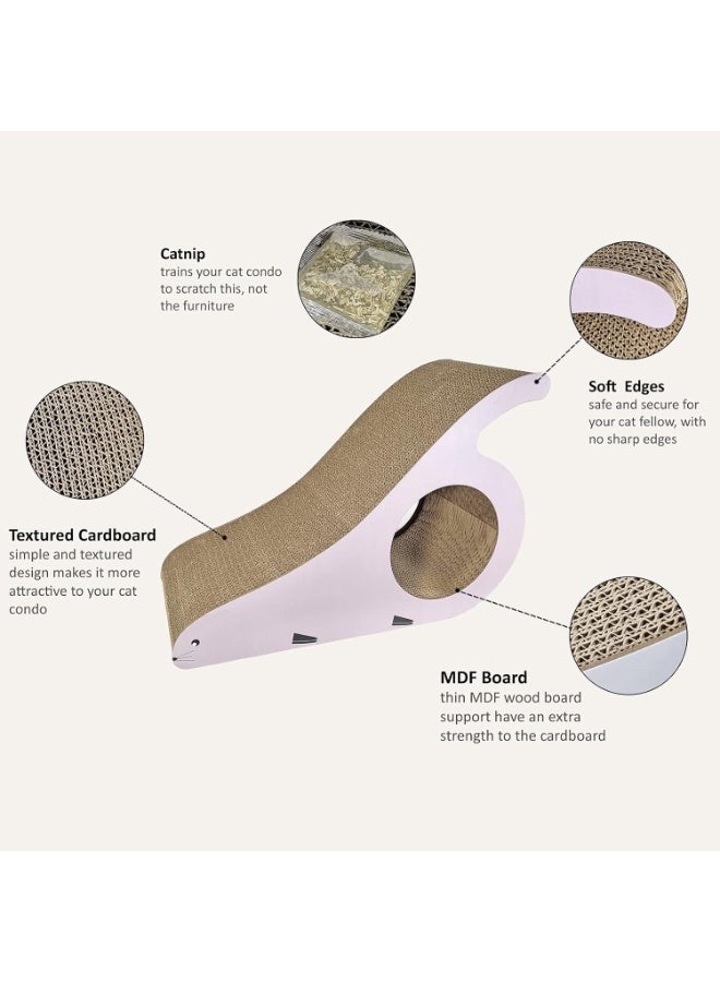 أن ان سي بيتس لوح خدش للقطط مع عشبة النعناع البري، ونفق للقطط، وكرتون مموج، لوح خدش متين للقطط والقطط الصغيرة داخل المنزل، مصمم لحماية الأثاث، لوح خدش للقطط 40 سم (وردي) - Image 3