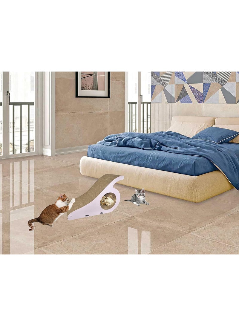 أن ان سي بيتس لوح خدش للقطط مع عشبة النعناع البري، ونفق للقطط، وكرتون مموج، لوح خدش متين للقطط والقطط الصغيرة داخل المنزل، مصمم لحماية الأثاث، لوح خدش للقطط 40 سم (وردي) - Image 4
