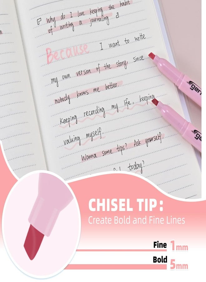 Cgerma Pink Highlighter 12 Pack, Mild Pastel Color, Chisel Tip Bible Highlighters No Bleed, Quick-Drying, Cute Aesthetic Markers for Journaling, Bible Study, School Office Supplies - Image 2
