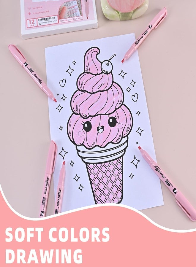 Cgerma Pink Highlighter 12 Pack, Mild Pastel Color, Chisel Tip Bible Highlighters No Bleed, Quick-Drying, Cute Aesthetic Markers for Journaling, Bible Study, School Office Supplies - Image 4