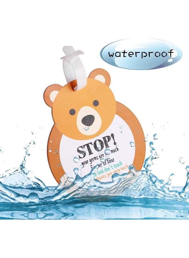 CORNERIA Bear-Stop, Please Look, Don't Touch Baby Sign Tag (Girl Sign, Newborn, Baby Car Seat Tag, Baby Bed Tag, Stroller Tag, Carrycot Basket Tag, Baby Preemie No Touching Car Seat Sign Tag) W/Hanging Straps  - Image 3