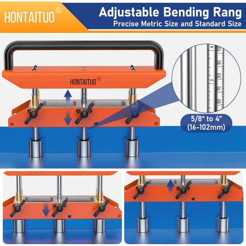 HONTAITUO Three-Station Edge Roller Bender,0-90Â° Bending Angle Bending Metal Roofing Materials,Adjustable for Making 5/8" to 4" (16 to 102 MM) Bends in 29 to 22-Gauge Steel,Large Sheet Metal Bender - Image 3
