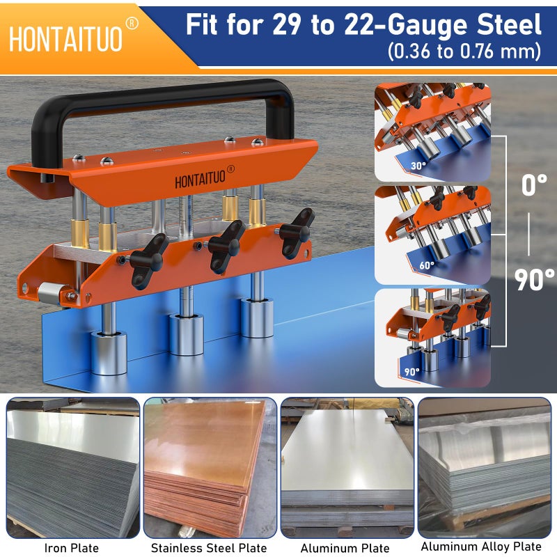 HONTAITUO Three-Station Edge Roller Bender,0-90Â° Bending Angle Bending Metal Roofing Materials,Adjustable for Making 5/8" to 4" (16 to 102 MM) Bends in 29 to 22-Gauge Steel,Large Sheet Metal Bender - Image 2