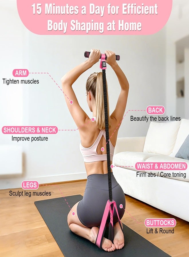 KUZARO Upgraded Pedal Resistance Band with Handles, Multifunction Foot Pedal Resistance Bands for Abdomen,Waist,Arm, Core/ABS,Leg Workout at Home - Physical Therapy,Stretching,Strength Equipment (Pink) - Image 3